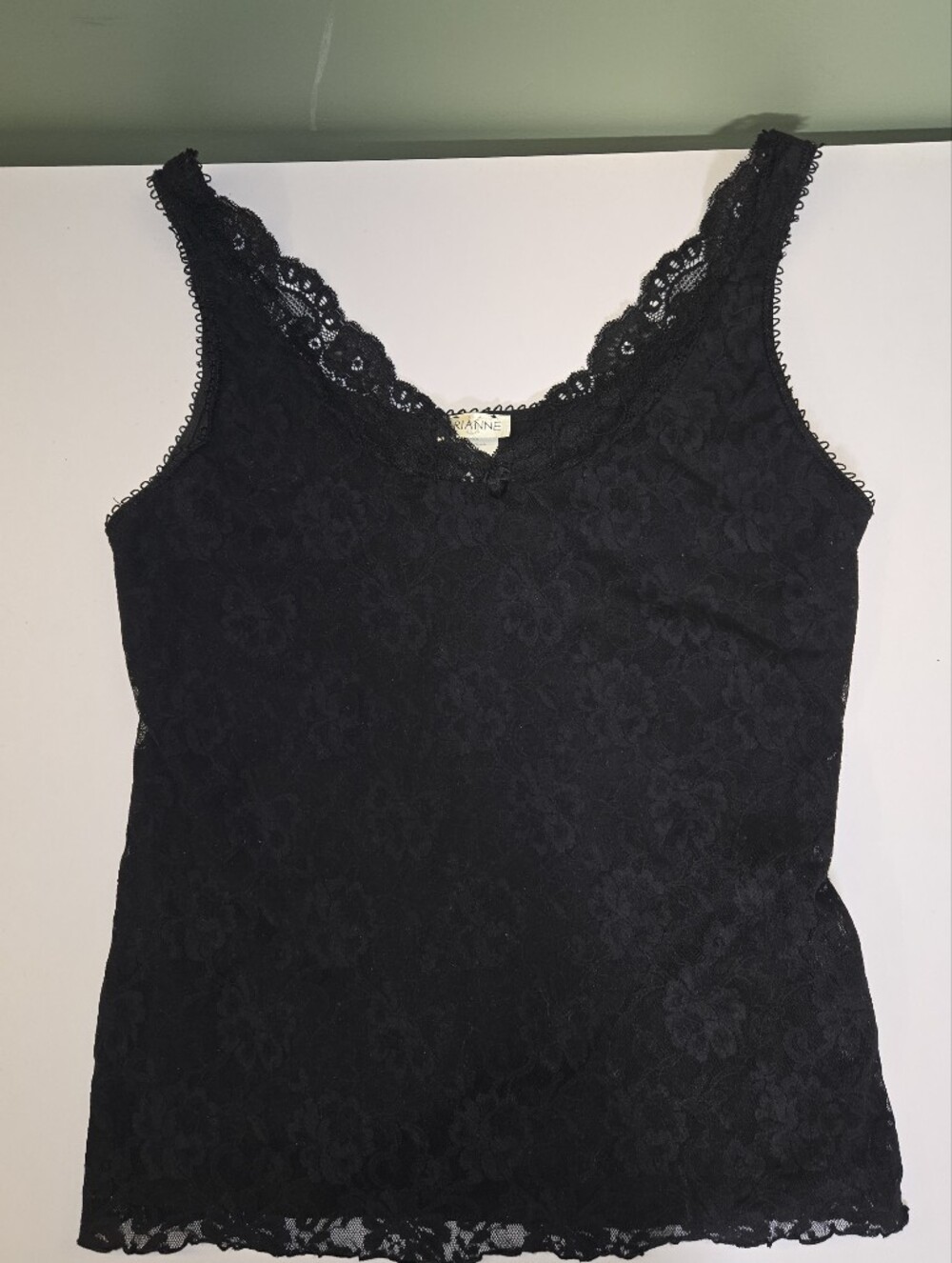 Vintage Arianne Marie 5954 Black Floral Lace Top – Made in Canada- Size L/G